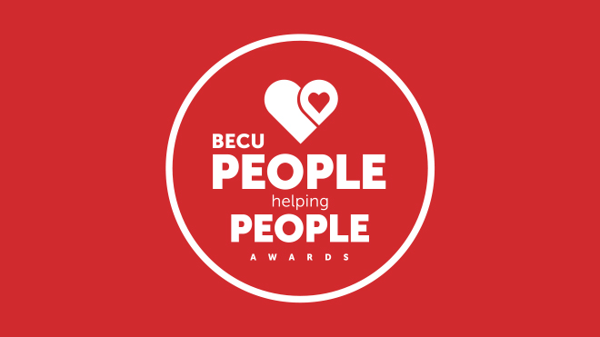 BECU People Helping People logo featuring two hearts