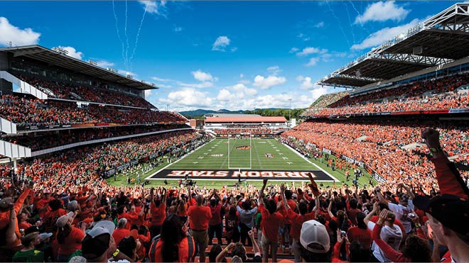 Oregon State Beavers fans at their home stadium.