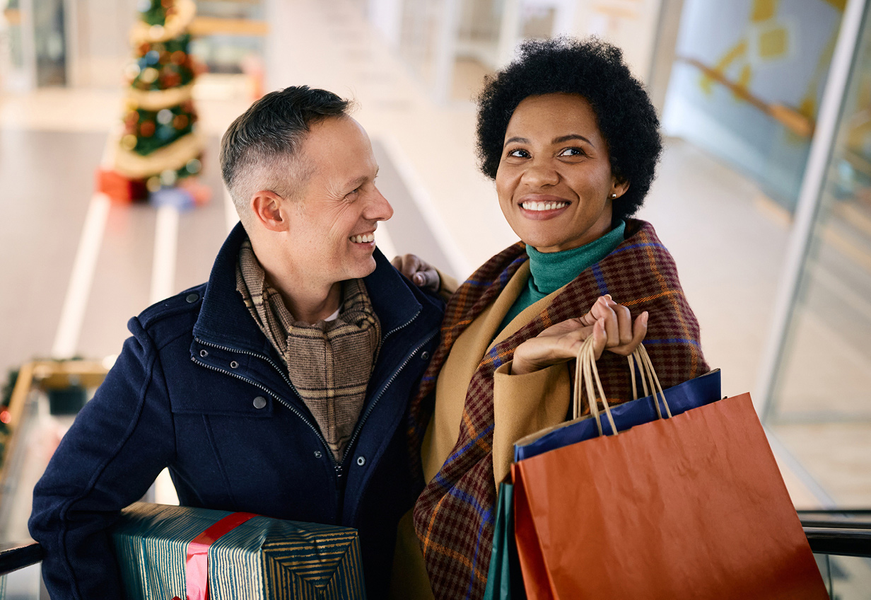 Couple holiday shopping