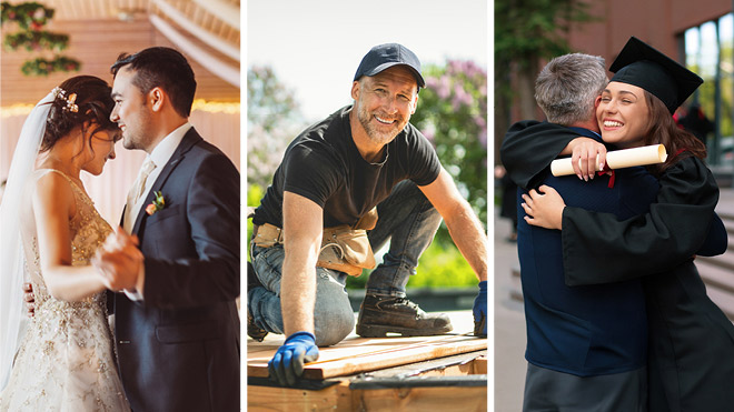 Three images of life milestones