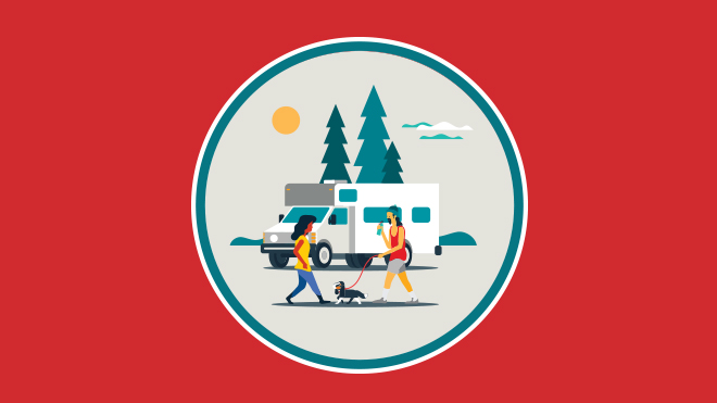 Illustration of Rv and people camping