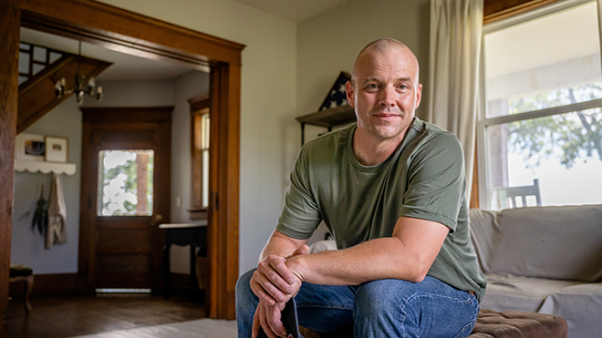 a man sitting in a room