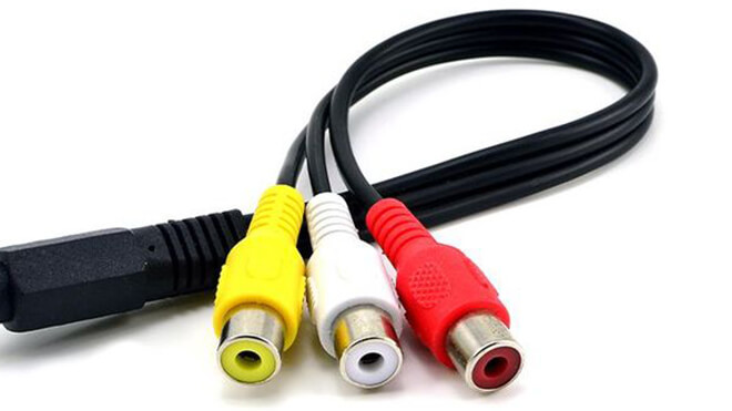 Yellow, white, and red cables