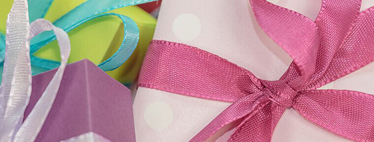 Gifts decorated with ribbons