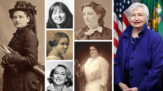 This is a collage of several women finance leaders in history.