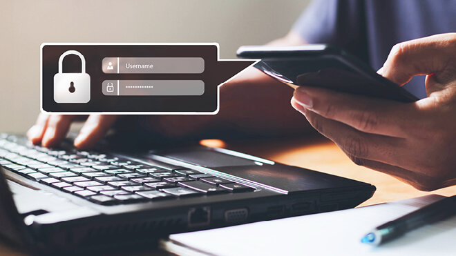 Image illustrating a log in and password prompt.