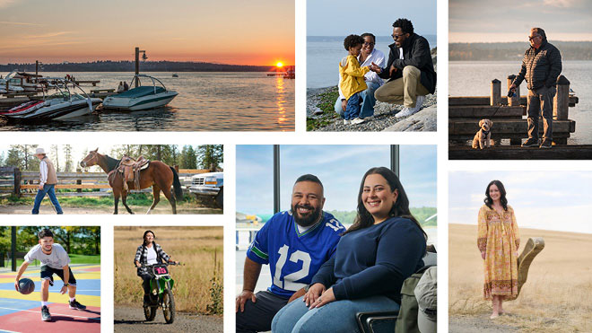 A collage of scenic and member photos