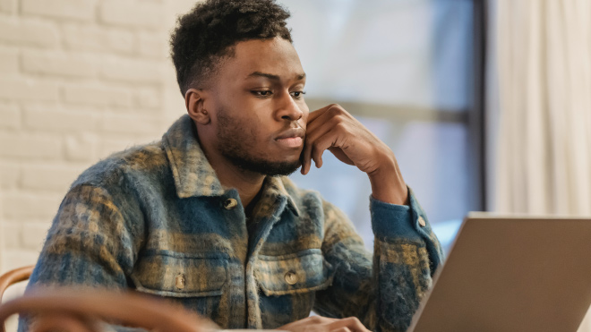 Man working on a laptop computer