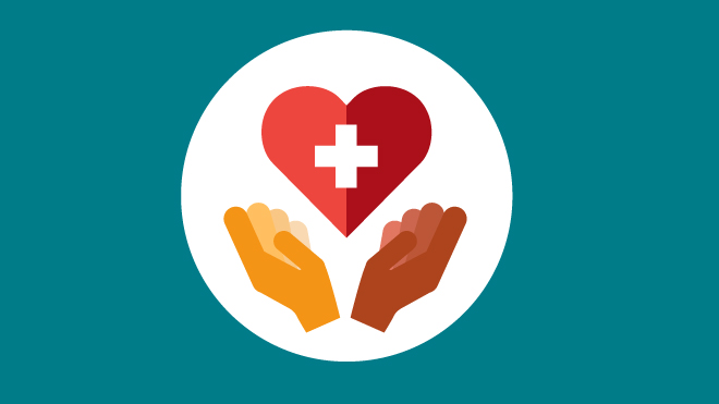 Image of two hands support a heart