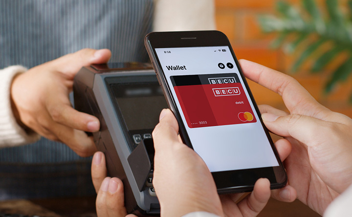 Image of digital wallet with BECU cards on smartphone 