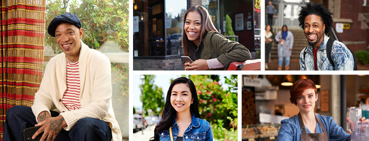 A collage of smiling people.