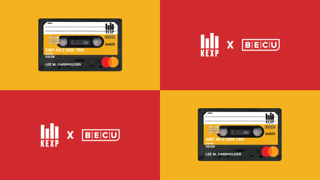 KEXP Debit Card and KEXP x BECU logos.