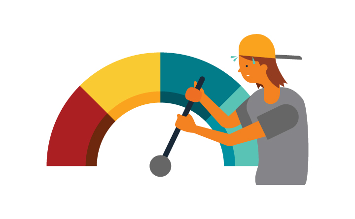 An illustration of personal trying to raise their credit score. 