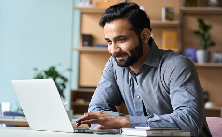 Man working on a laptop
