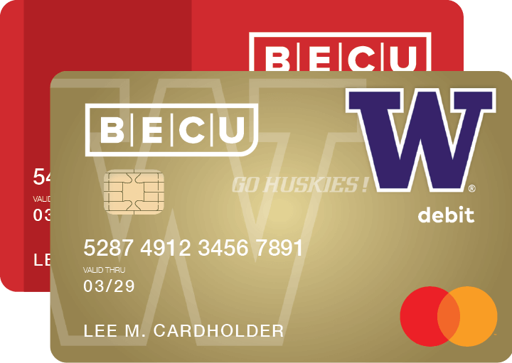 UW Debit Card in front of a regular BECU Debit Card