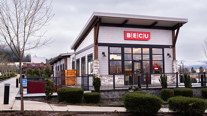 the front of a new BECU Neighborhood Financial Center
