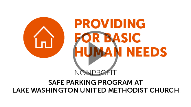Safe Parking Program at Lake Washington United Methodist Church title with a video play button