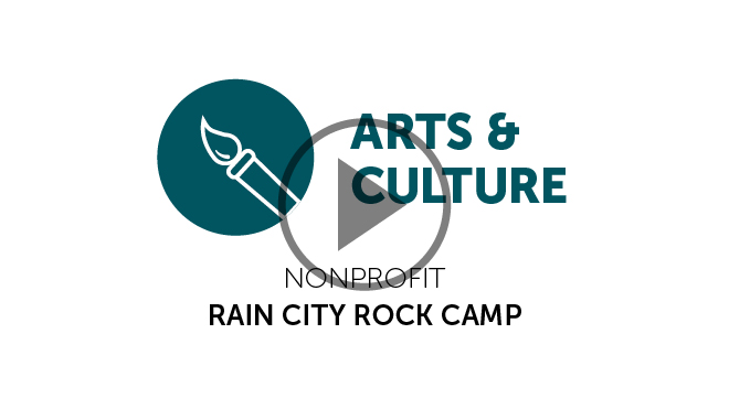 Rain City Rock Camp title with a video play button