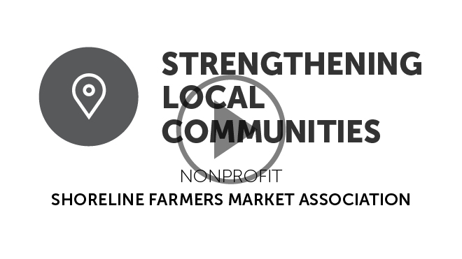 Shoreline Farmers Market Association title with a video play button