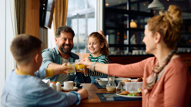 A family eating a meal together