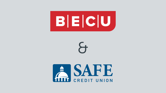 BECU and SAFE Credit Union logos